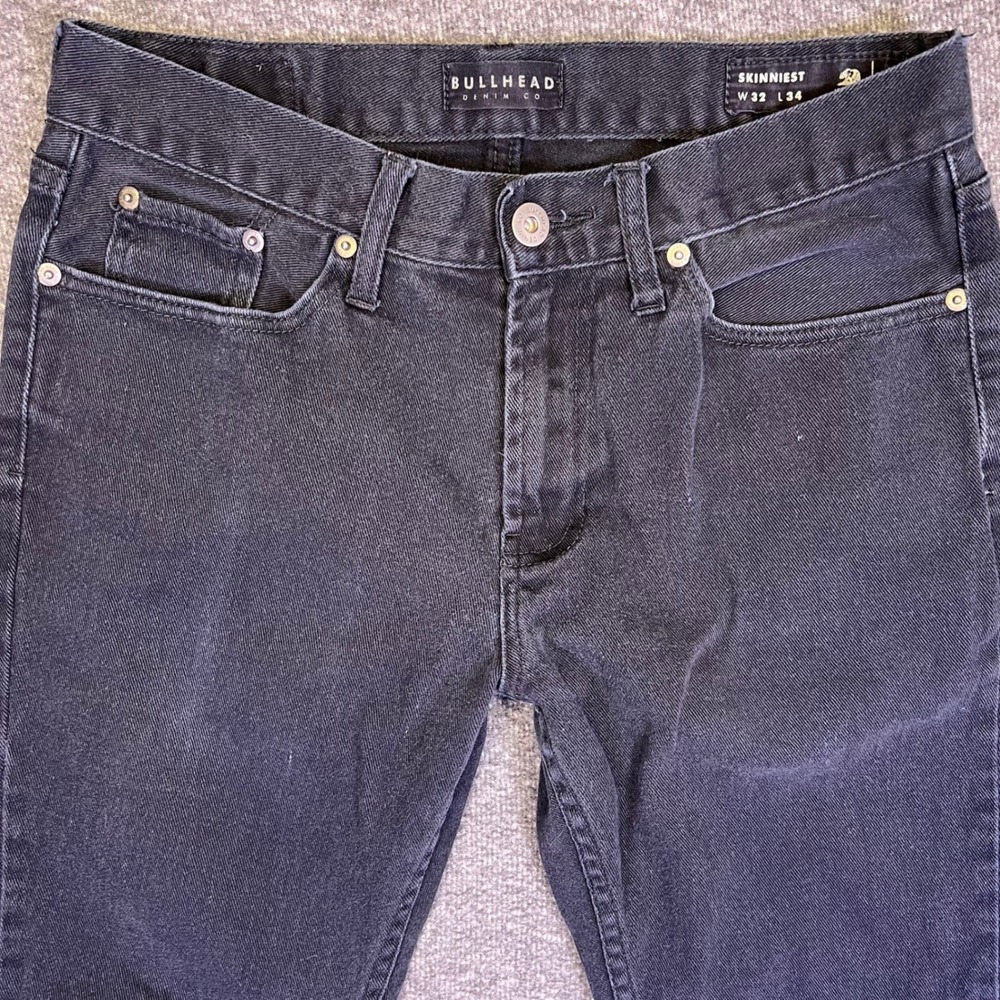 Bullhead Jeans Mens 32x32 Black Skinny Skinniest Grunge Casual Stretch Denim - Picture 6 of 14